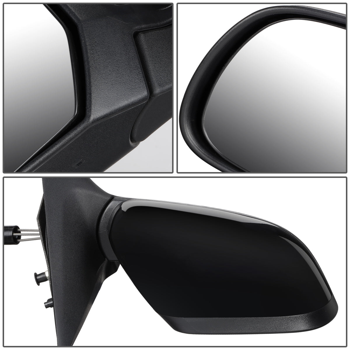 RETROVISOR MIRROR - OEM - 12-14 NISSAN VERSA 4-DR - MANUAL - W/ CABLE - FOLDING - BLACK MATERIAL - RIGHT