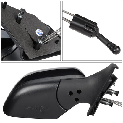 RETROVISOR MIRROR - OEM - 12-14 NISSAN VERSA 4-DR - MANUAL - W/ CABLE - FOLDING - BLACK MATERIAL - RIGHT