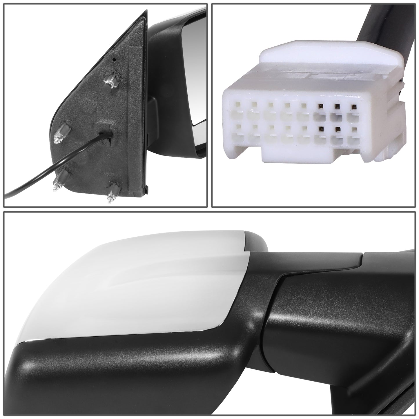 RETROVISOR MIRROR - OE STYLE - NISSAN NV1500 12-21 - NISSAN NV2500 12-21 - NISSAN NV3500 12-21 - WITH POWER WITH HEATED GLASS CHROME COVER - PASSENGER SIDE - SMOOTH - BLACK / CHROME