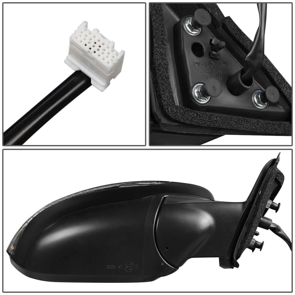 RETROVISOR MIRROR - OEM - 14-16 NISSAN ROGUE - POWERED - W/ SIGNAL LIGHT - FOLDING - BLACK MATERIAL - RIGHT