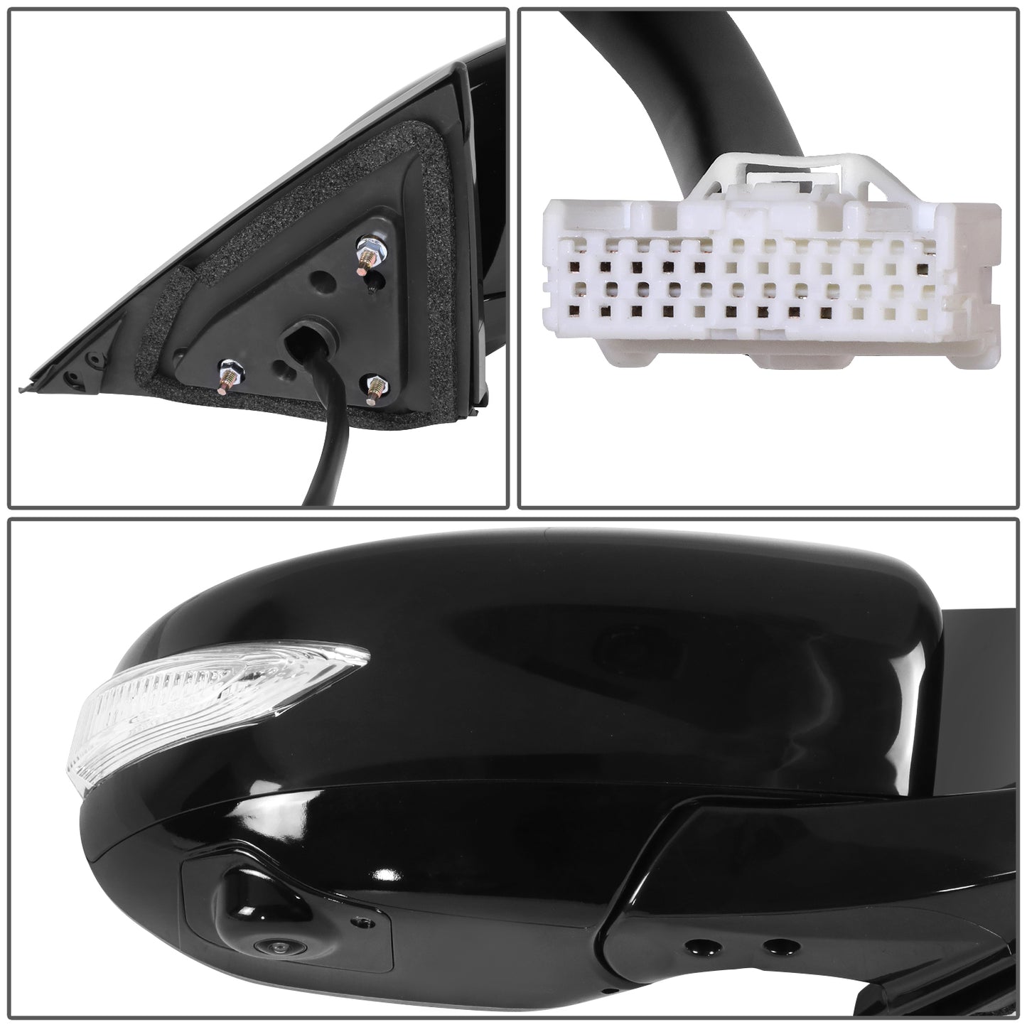 RETROVISOR MIRROR - OE STYLE - NISSAN MAXIMA 16-19 - WITH POWER WITH HEATED GLASS WITH SIGNAL WITH MEMORY WITH CAMERA - PASSENGER SIDE - PAINT TO MATCH - BLACK