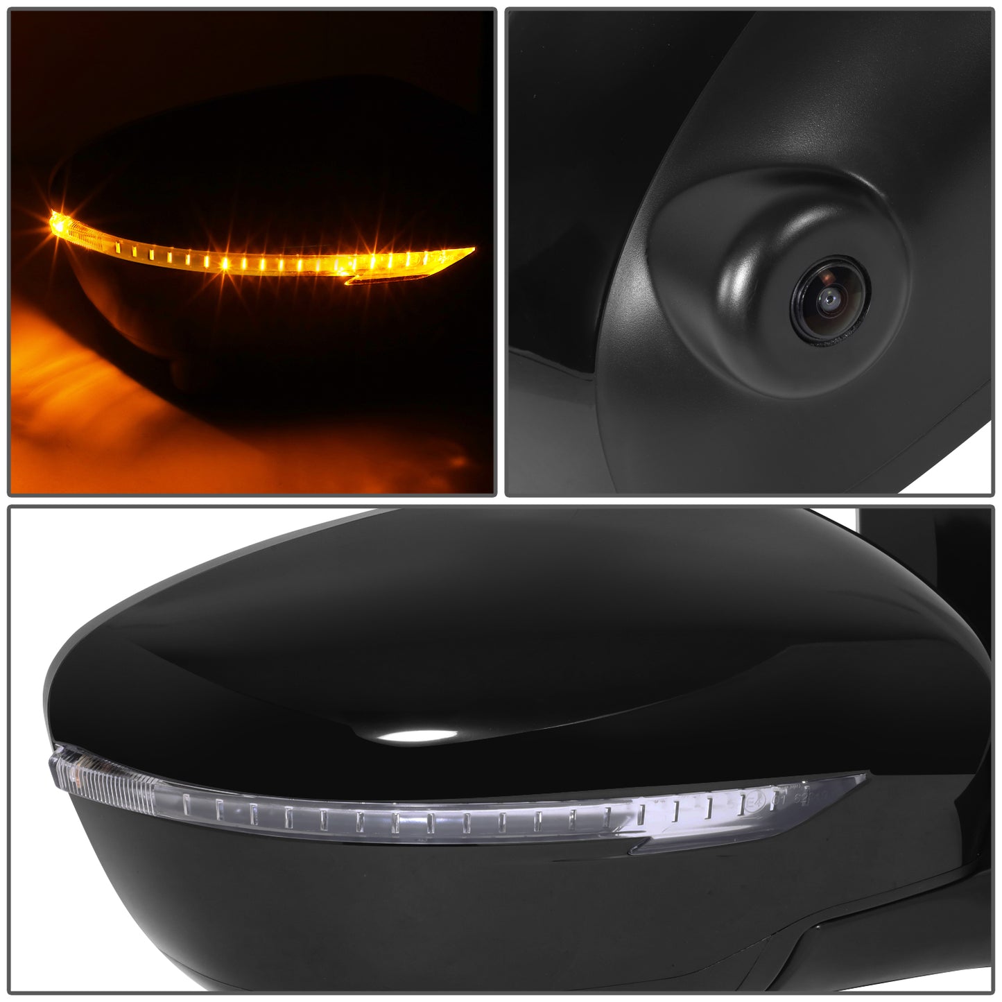 RETROVISOR MIRROR - OE STYLE - NISSAN MURANO 15-16 - WITH POWER WITH HEATED WITH CAMERA WITH SIGNAL - PASSENGER SIDE - PAINT TO MATCH - BLACK