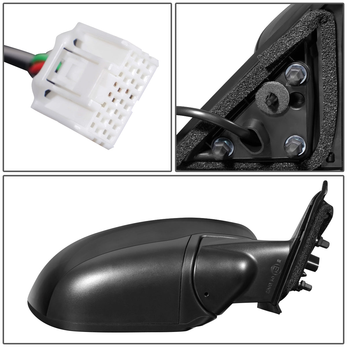 RETROVISOR MIRROR - OEM - 14-16 NISSAN ROGUE - POWERED - FOLDING - BLACK MATERIAL - RIGHT