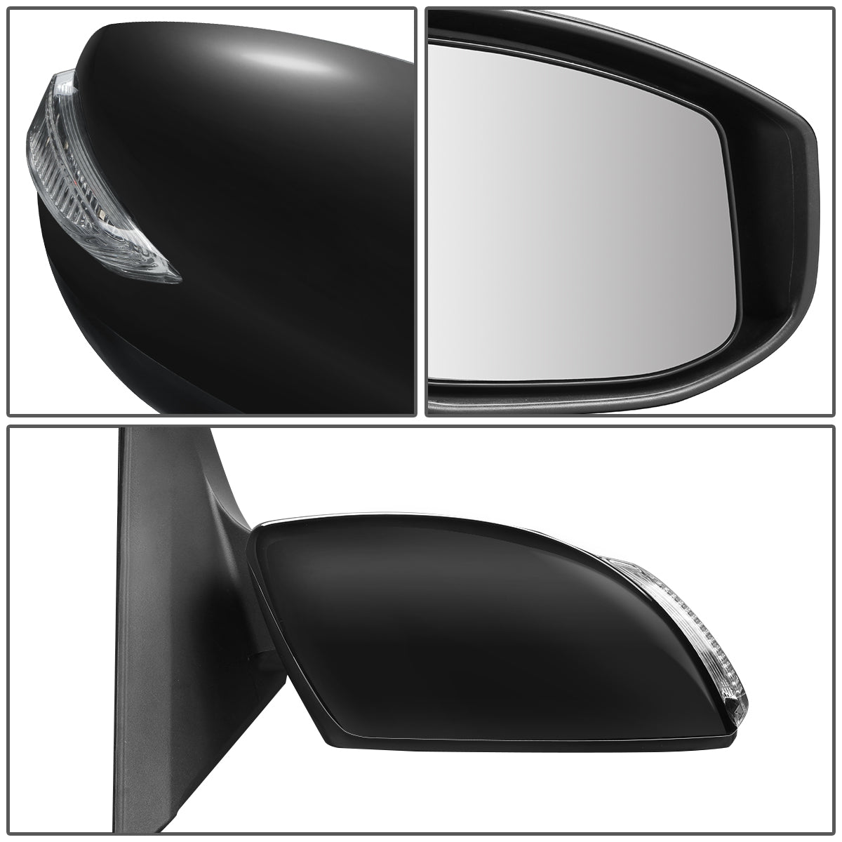 RETROVISOR MIRROR - OEM - 13-15 NISSAN SENTRA - POWERED - W/ SIGNAL LIGHT - FOLDING - BLACK MATERIAL - RIGHT