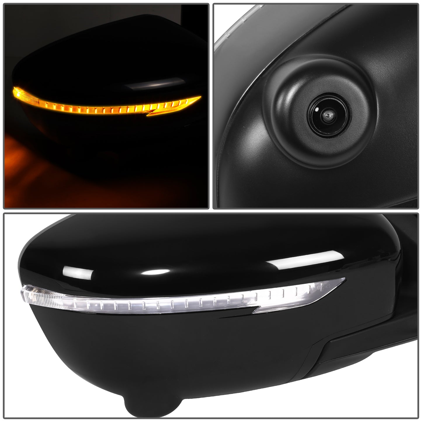 RETROVISOR MIRROR - OE STYLE - NISSAN ROGUE 14-16 - WITH POWER WITH HEATED WITH SIGNAL WITH CAMERA - PASSENGER SIDE - PAINT TO MATCH - BLACK