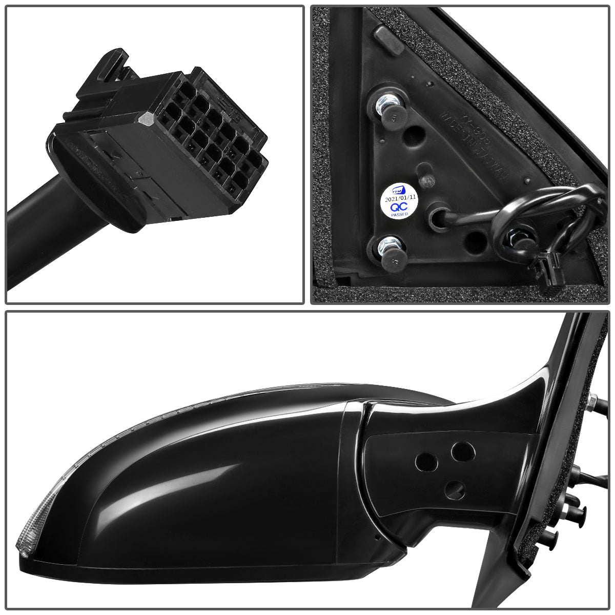 RETROVISOR MIRROR - OEM - 13-16 NISSAN PATHFINDER - POWERED - W/ SIGNAL LIGHT - FOLDING - BLACK MATERIAL - RIGHT