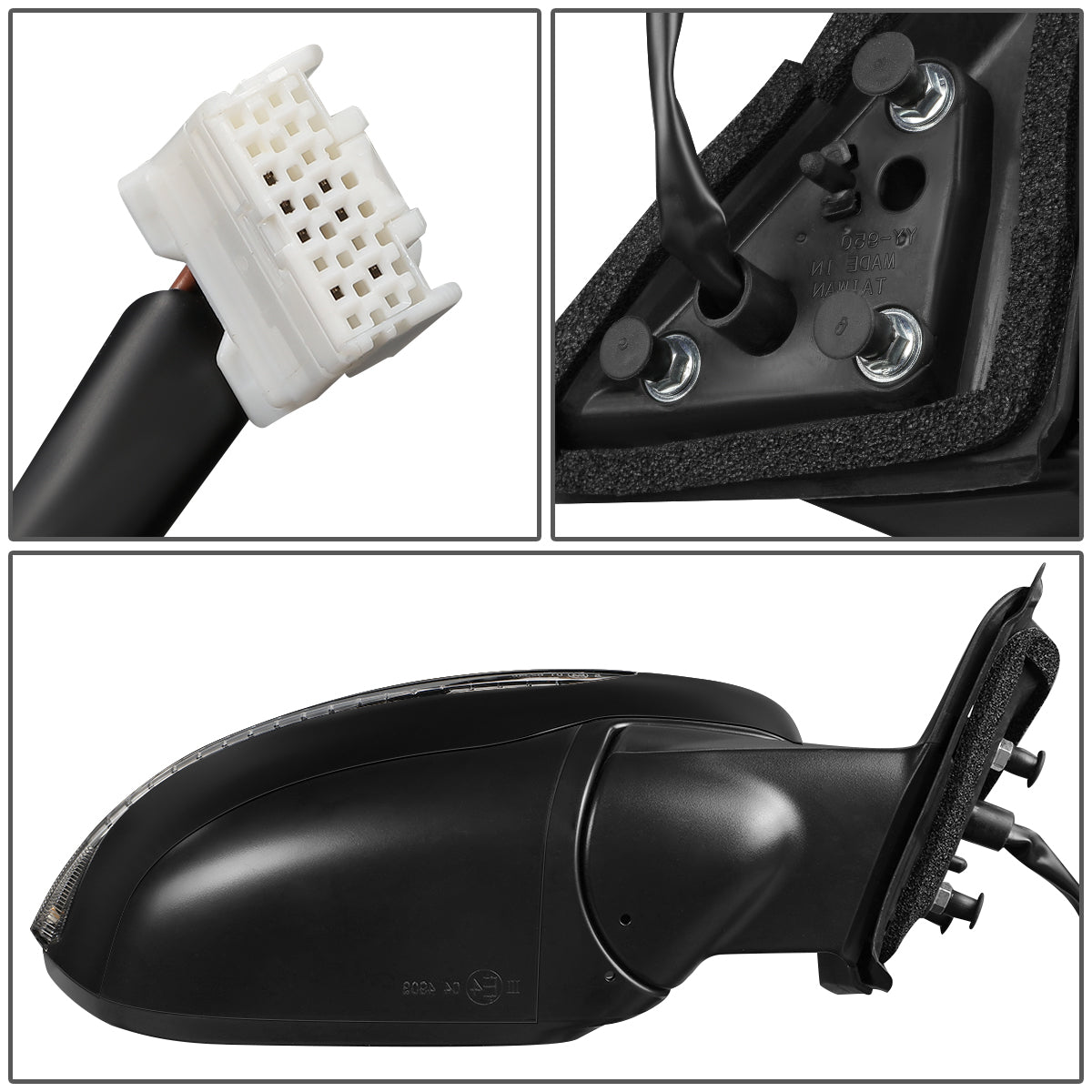 RETROVISOR MIRROR - OEM - 14-16 NISSAN ROGUE - POWERED - HEATED - W/ SIGNAL LIGHT - FOLDING - BLACK MATERIAL - RIGHT