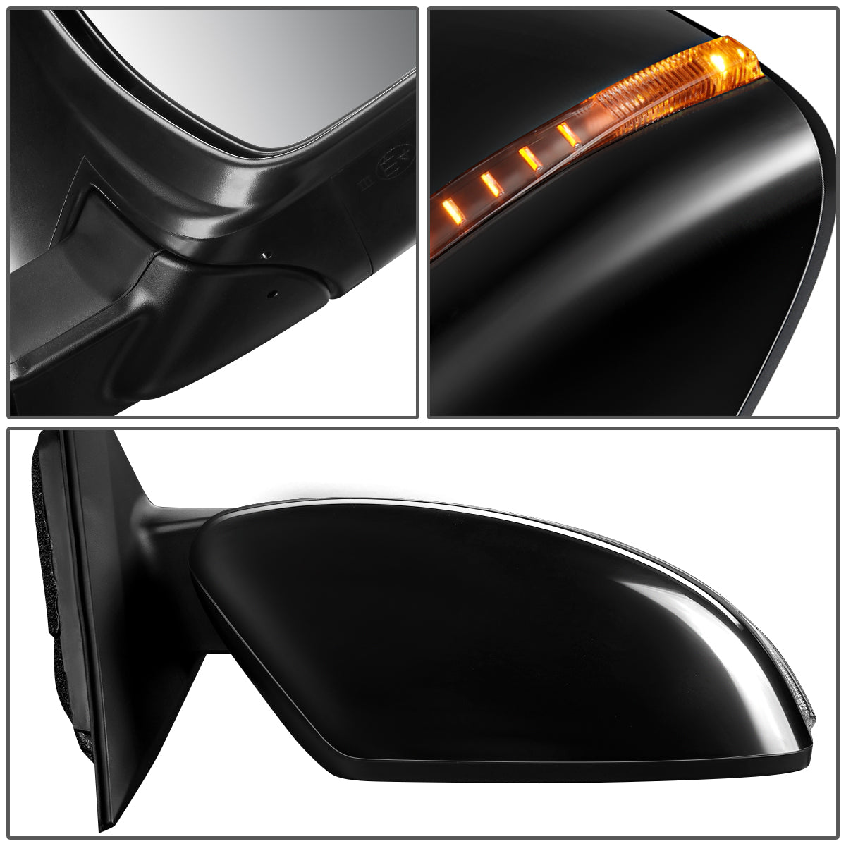 RETROVISOR MIRROR - OEM - 14-16 NISSAN ROGUE - POWERED - HEATED - W/ SIGNAL LIGHT - FOLDING - BLACK MATERIAL - RIGHT