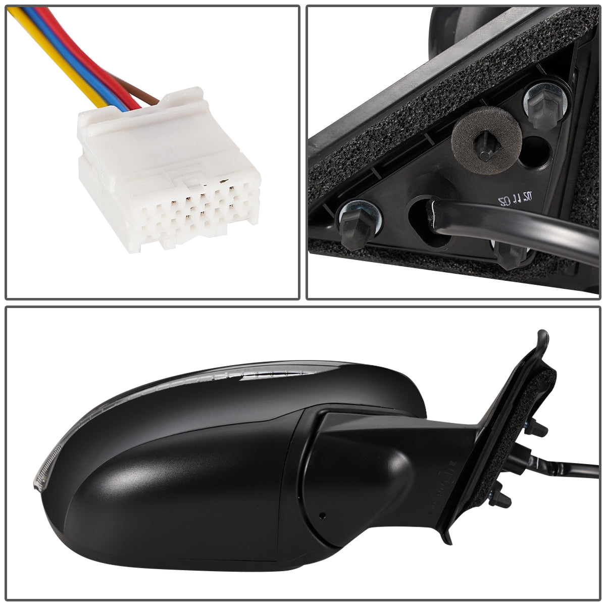 RETROVISOR MIRROR - OEM - 14-16 NISSAN ROGUE - POWERED - HEATED - W/ SIGNAL LIGHT - FOLDING - BLACK MATERIAL - RIGHT