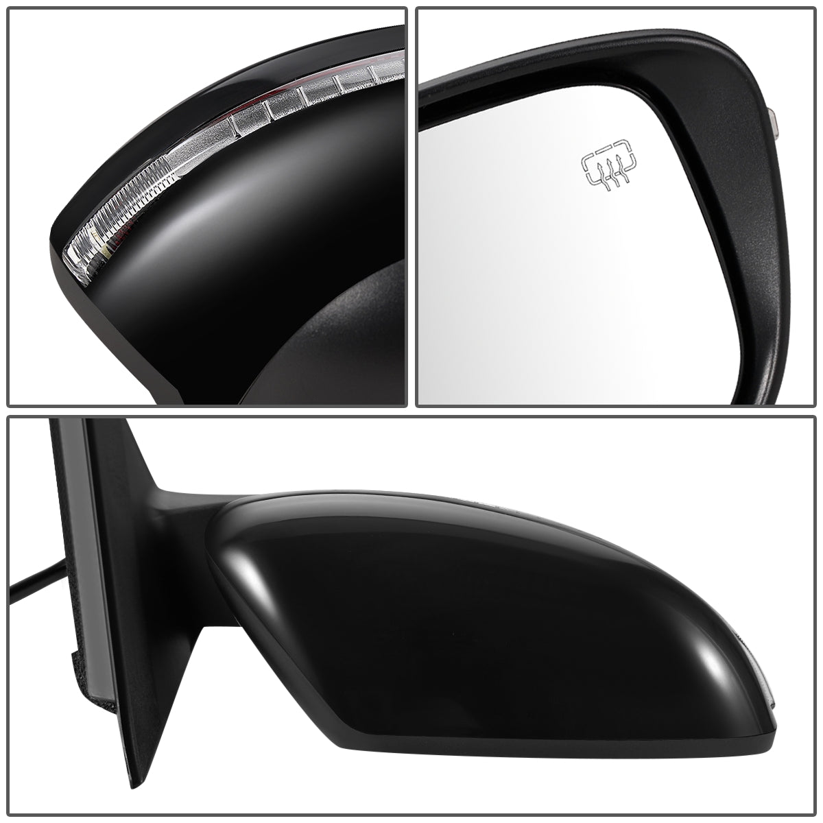 RETROVISOR MIRROR - OEM - 14-16 NISSAN ROGUE - POWERED - HEATED - W/ SIGNAL LIGHT - FOLDING - BLACK MATERIAL - RIGHT