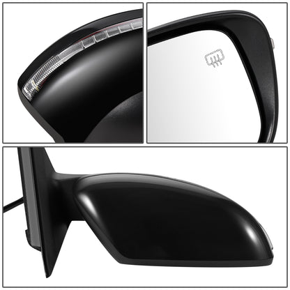 RETROVISOR MIRROR - OEM - 14-16 NISSAN ROGUE - POWERED - HEATED - W/ SIGNAL LIGHT - FOLDING - BLACK MATERIAL - RIGHT