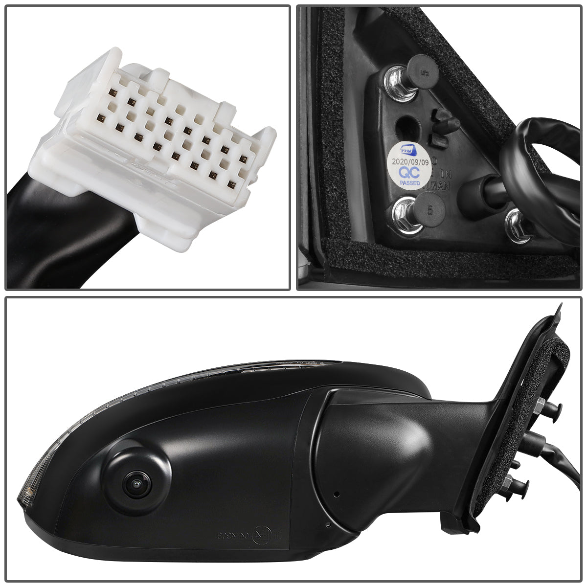 RETROVISOR MIRROR - OEM - 14-16 NISSAN ROGUE - POWERED - HEATED - W/ SIGNAL LIGHT - W/ MEMORY - FOLDING - BLACK MATERIAL - RIGHT