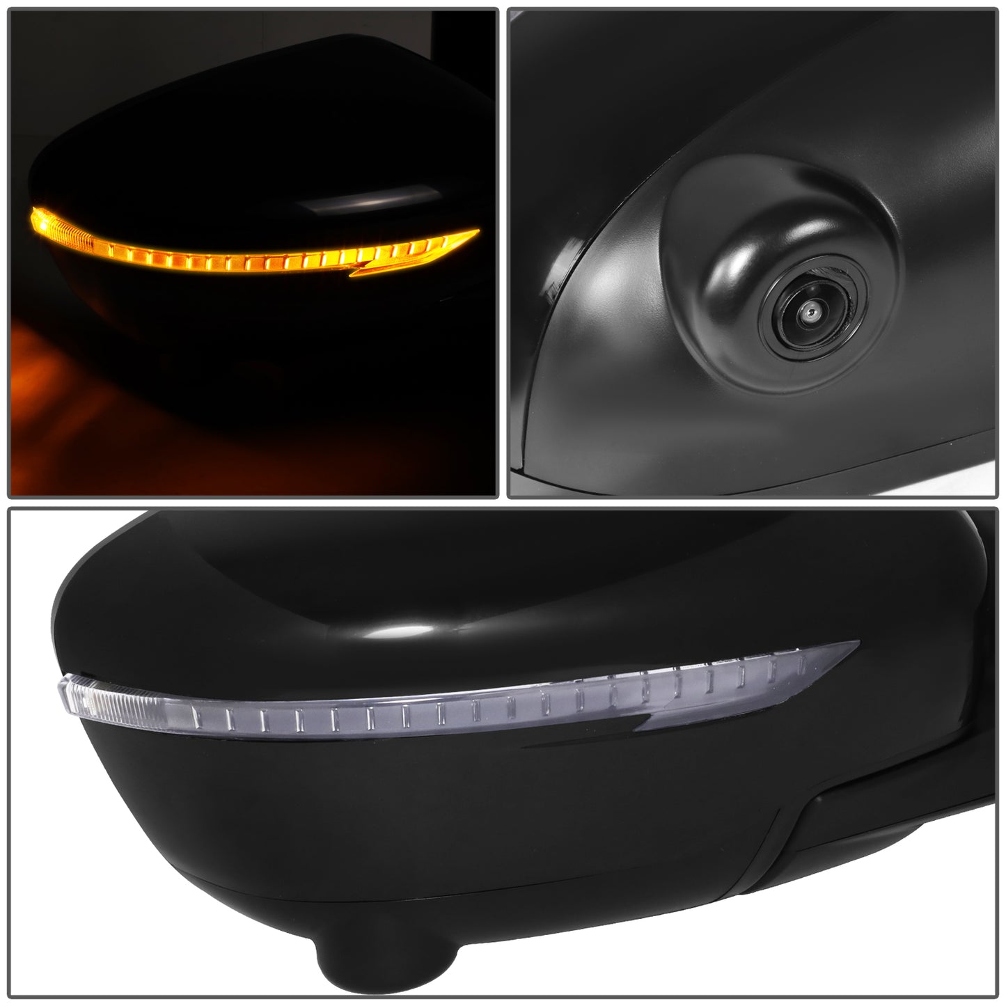 RETROVISOR MIRROR - OE STYLE - NISSAN ROGUE 17-20 - WITH POWER WITH HEATED WITH SIGNAL WITH CAMERA - PASSENGER SIDE - PAINT TO MATCH - BLACK