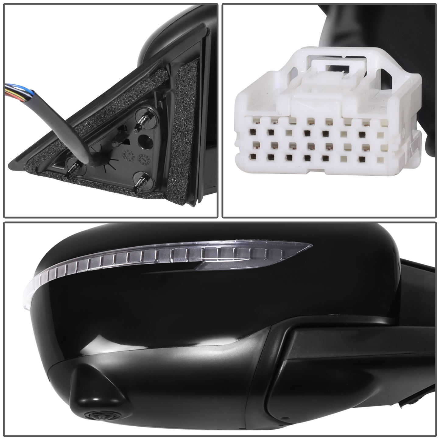 RETROVISOR MIRROR - OE STYLE - NISSAN ROGUE 17-20 - WITH POWER WITH HEATED WITH SIGNAL WITH CAMERA - PASSENGER SIDE - PAINT TO MATCH - BLACK