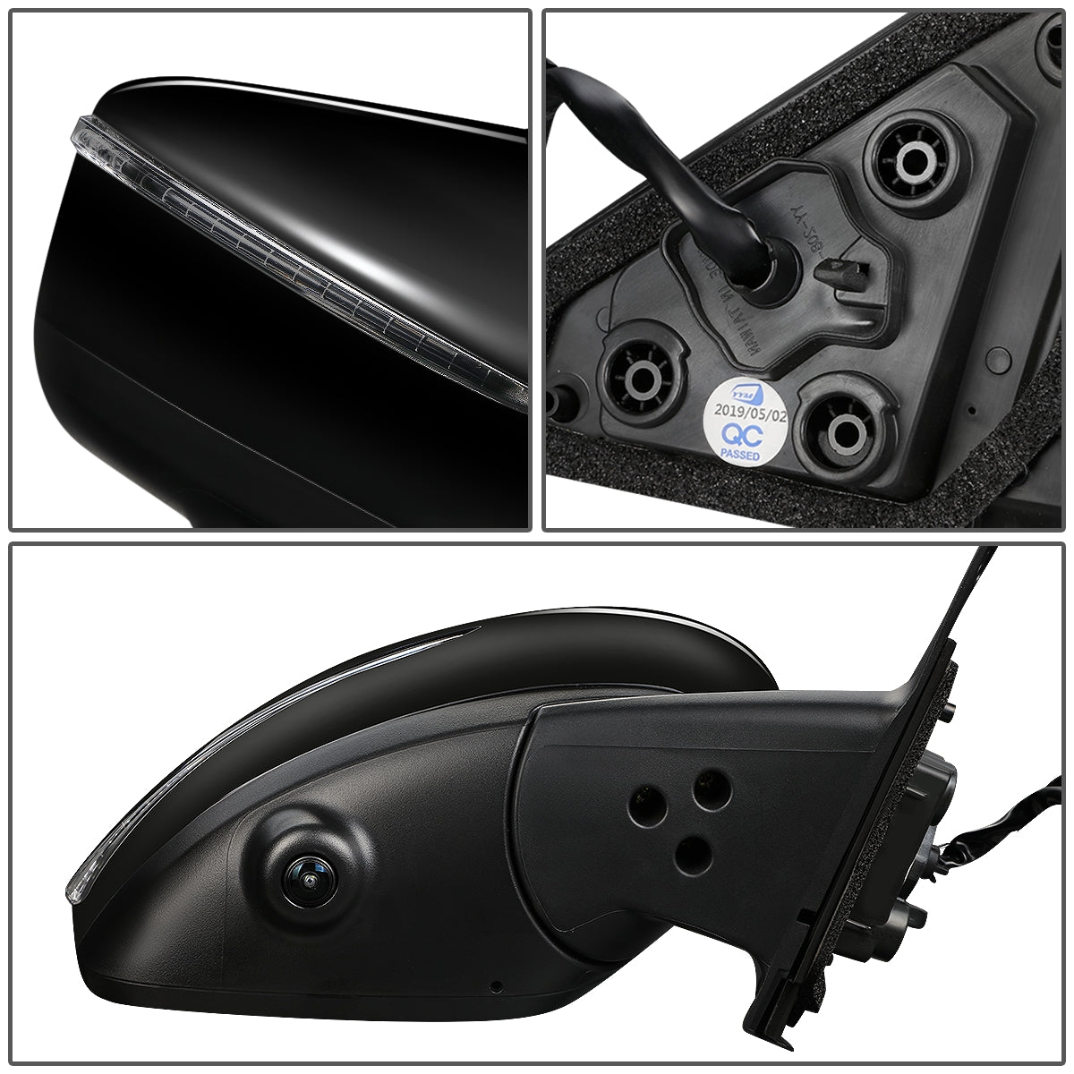 RETROVISOR MIRROR - OEM - 18-20 NISSAN KICKS - POWERED - HEATED - W/ SIGNAL LIGHT - W/ CAMERA - FOLDING - BLACK MATERIAL - RIGHT