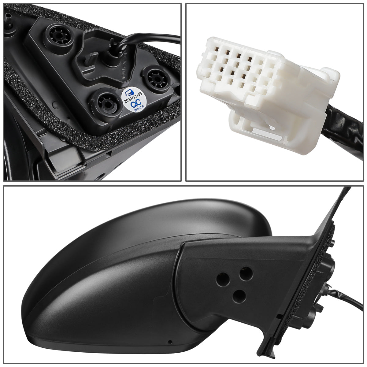 RETROVISOR MIRROR - OEM - 18-20 NISSAN KICKS - POWERED - HEATED - W/ BSD - TEXTURED - BLACK - RIGHT