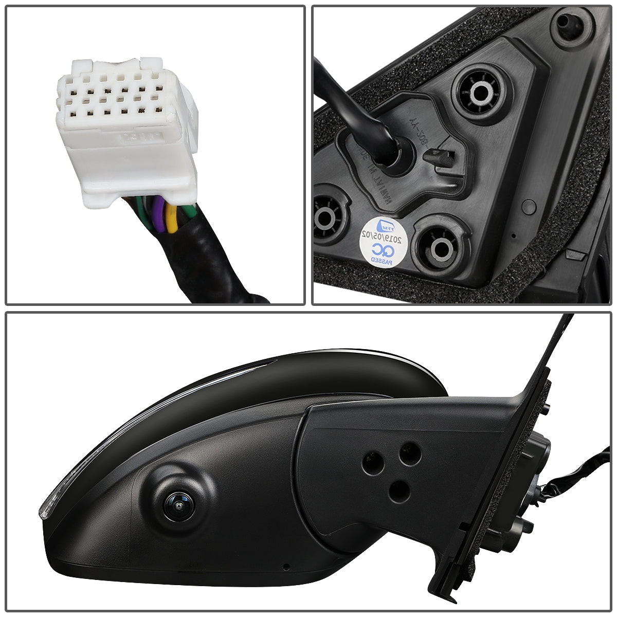 RETROVISOR MIRROR - OEM - 18-20 NISSAN KICKS - POWERED - HEATED - W/ SIGNAL LIGHT - W/ CAMERA - W/ BSD - FOLDING - BLACK MATERIAL - RIGHT