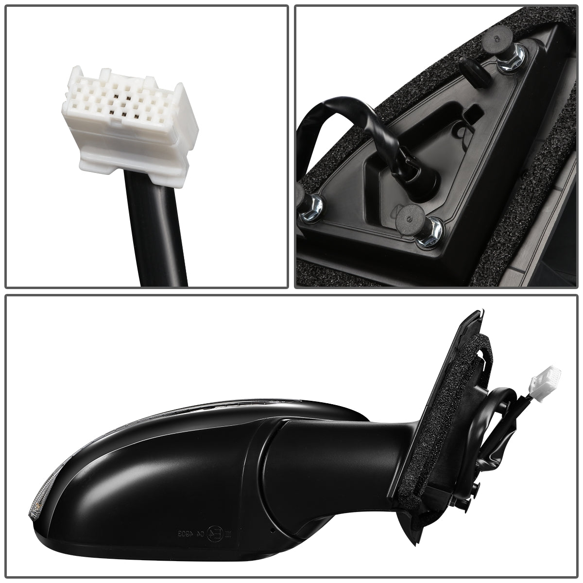 RETROVISOR MIRROR - OEM - 17-19 NISSAN ROGUE SPORT - POWERED - W/ SIGNAL LIGHT - FOLDING - BLACK MATERIAL - RIGHT