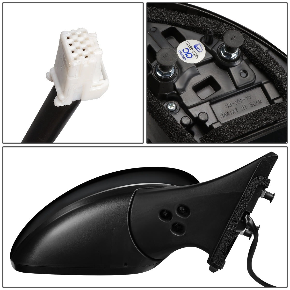 RETROVISOR MIRROR - OEM - 18-19 NISSAN LEAF - POWERED - W/ BSD - FOLDING - BLACK MATERIAL - RIGHT