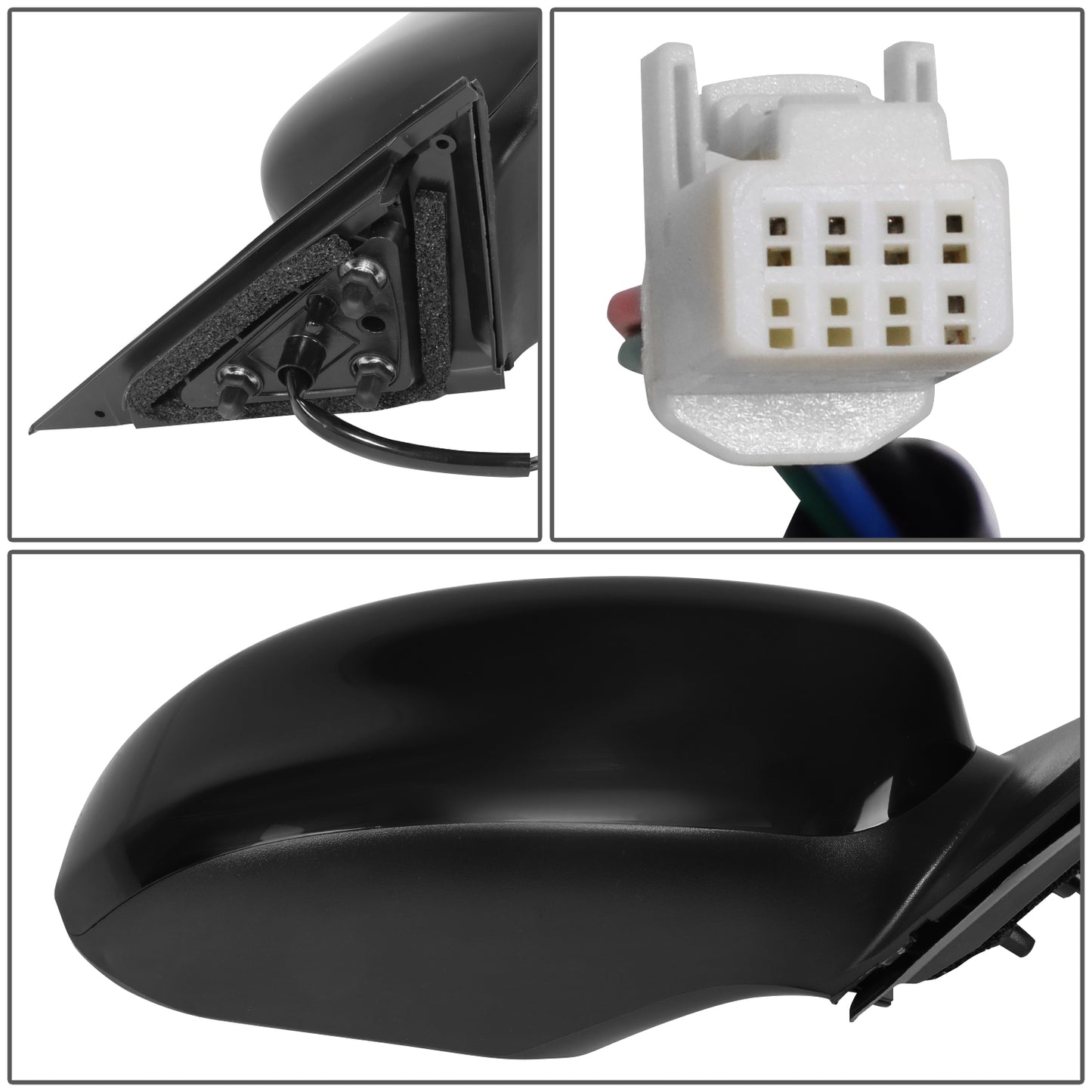 RETROVISOR MIRROR - OE STYLE - NISSAN ALTIMA 13-18 - WITH POWER WITH HEATED WITH SIGNAL - PASSENGER SIDE - PAINT TO MATCH - BLACK