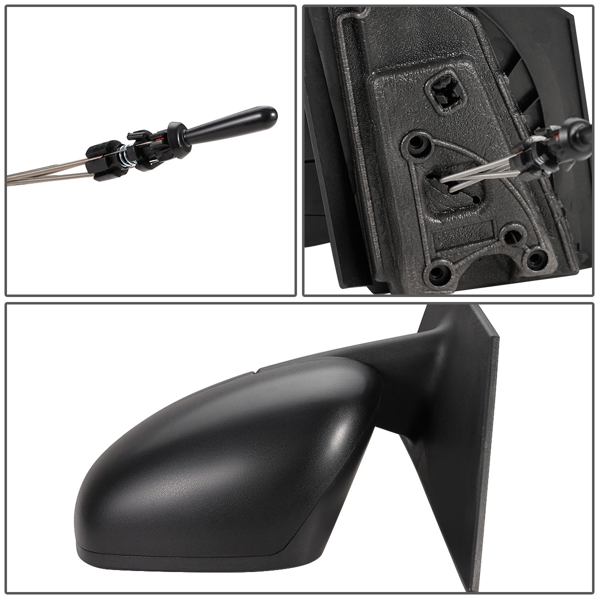 RETROVISOR MIRROR - OEM - 16-17 SMART FORTWO - MANUAL - W/ CABLE - W/ TEMP SENSOR - FOLDING - TEXTURED - BLACK - LEFT