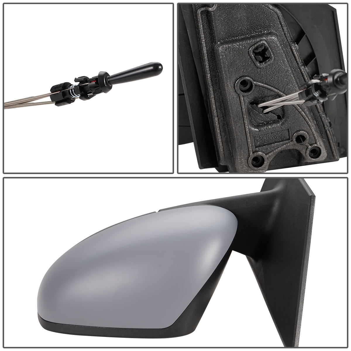 RETROVISOR MIRROR - OEM - 16-17 SMART FORTWO - MANUAL - W/ CABLE - W/ TEMP SENSOR - FOLDING - GRAY - LEFT