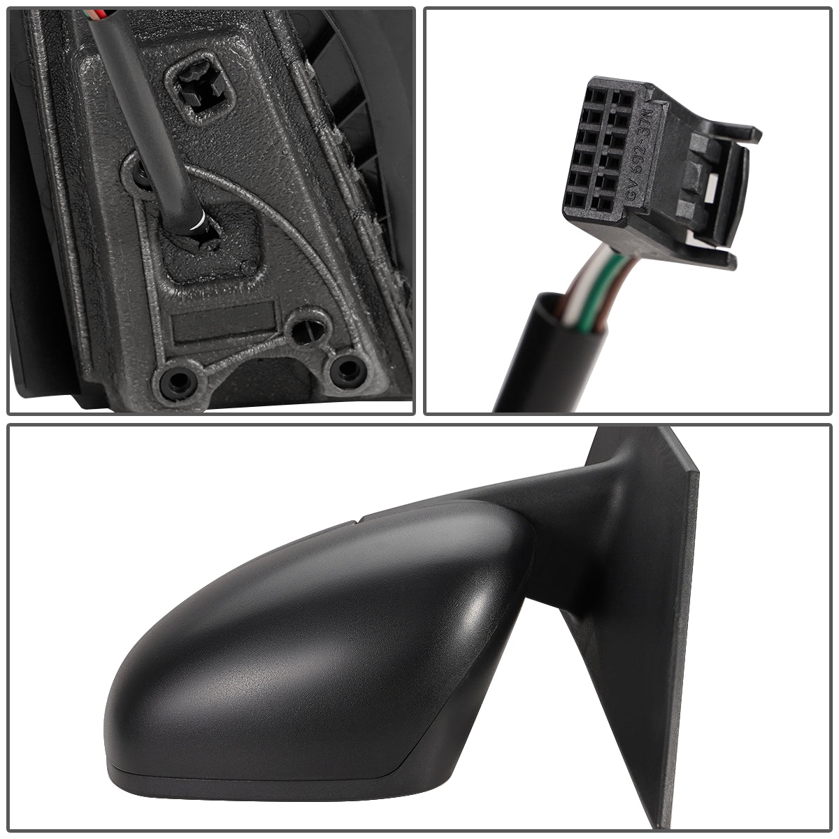 RETROVISOR MIRROR - OEM - 16-17 SMART FORTWO - POWERED - W/ TEMP SENSOR - FOLDING - TEXTURED - BLACK - LEFT