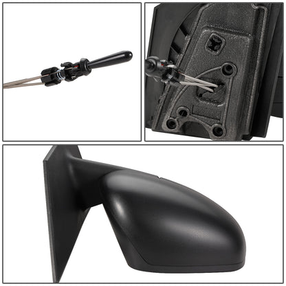 RETROVISOR MIRROR - OEM - 16-17 SMART FORTWO - MANUAL - W/CABLE - W/ TEMP SENSOR - FOLDING - TEXTURED - BLACK - RIGHT