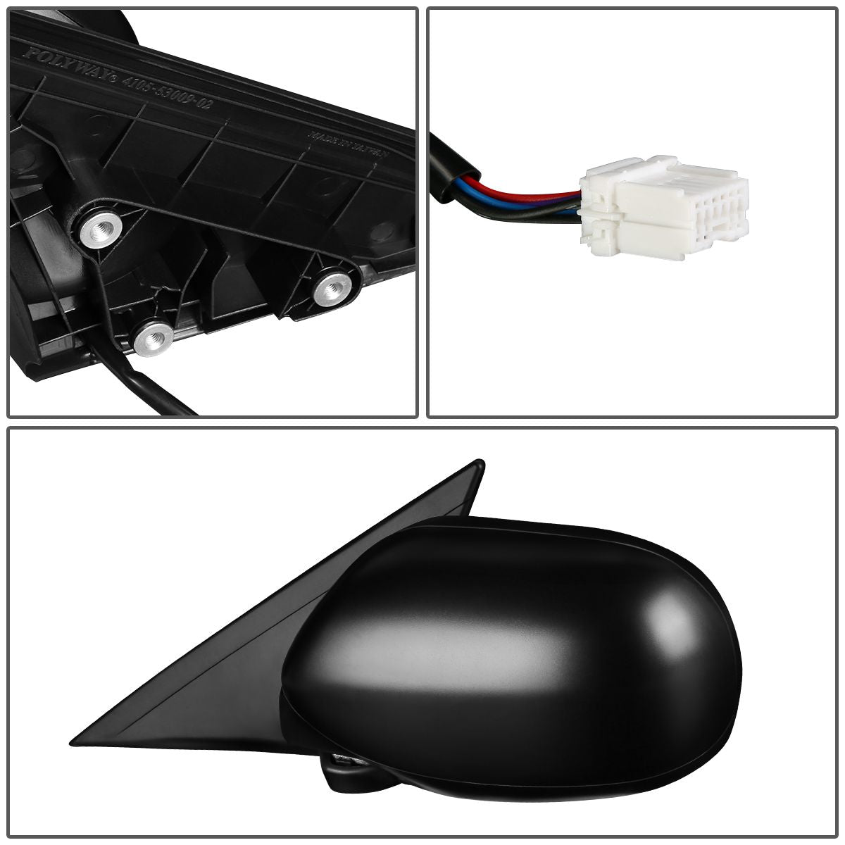 RETROVISOR MIRROR - OEM - 08-14 SUBARU IMPREZA / 09-11 SUBARU IMPREZA R / 08-11 SUBARU IMPREZA SPORT - POWERED - HEATED - TEXTURED - BLACK - LEFT