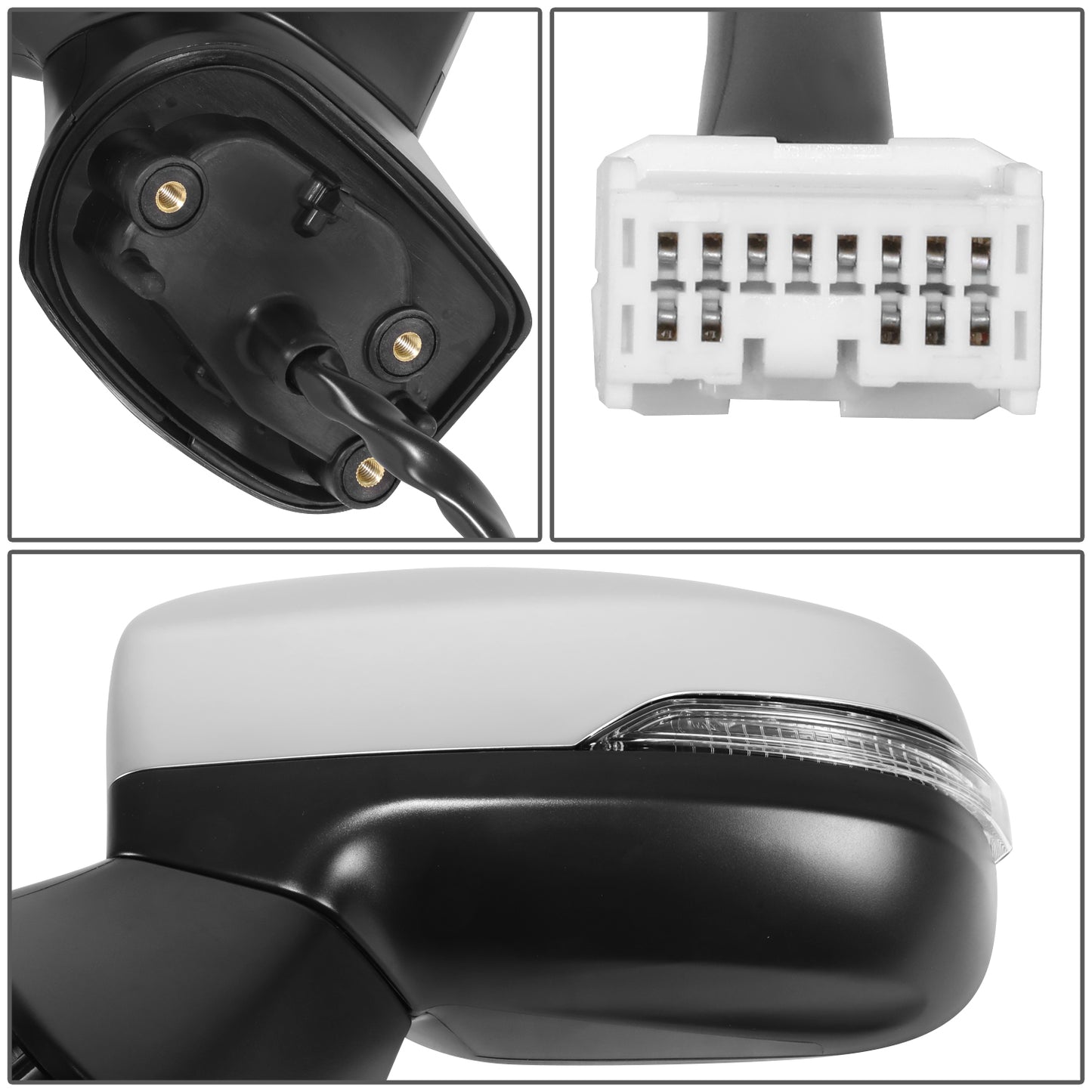 RETROVISOR MIRROR - OE STYLE - SUBARU IMPREZA 17-23 - WITH POWER WITH HEATED GLASS WITH SIGNAL WITH BLIND SPOT CHROME COVER - DRIVER SIDE - PAINT TO MATCH - BLACK / CHROME