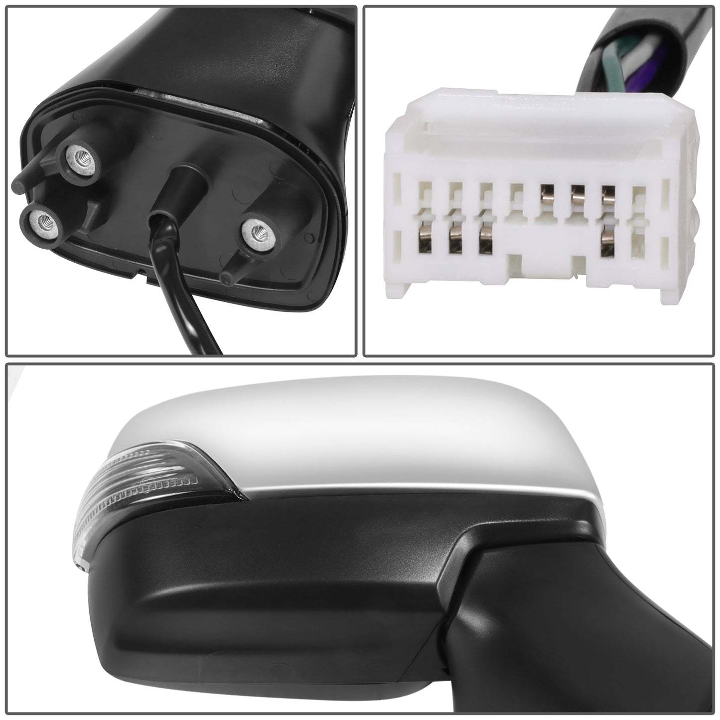 RETROVISOR MIRROR - OE STYLE - SUBARU LEGACY 15-17 - SUBARU OUTBACK 15-17 - WITH POWER WITH HEATED WITH SIGNAL SILVER COVER - PASSENGER SIDE - SMOOTH - BLACK / SILVER