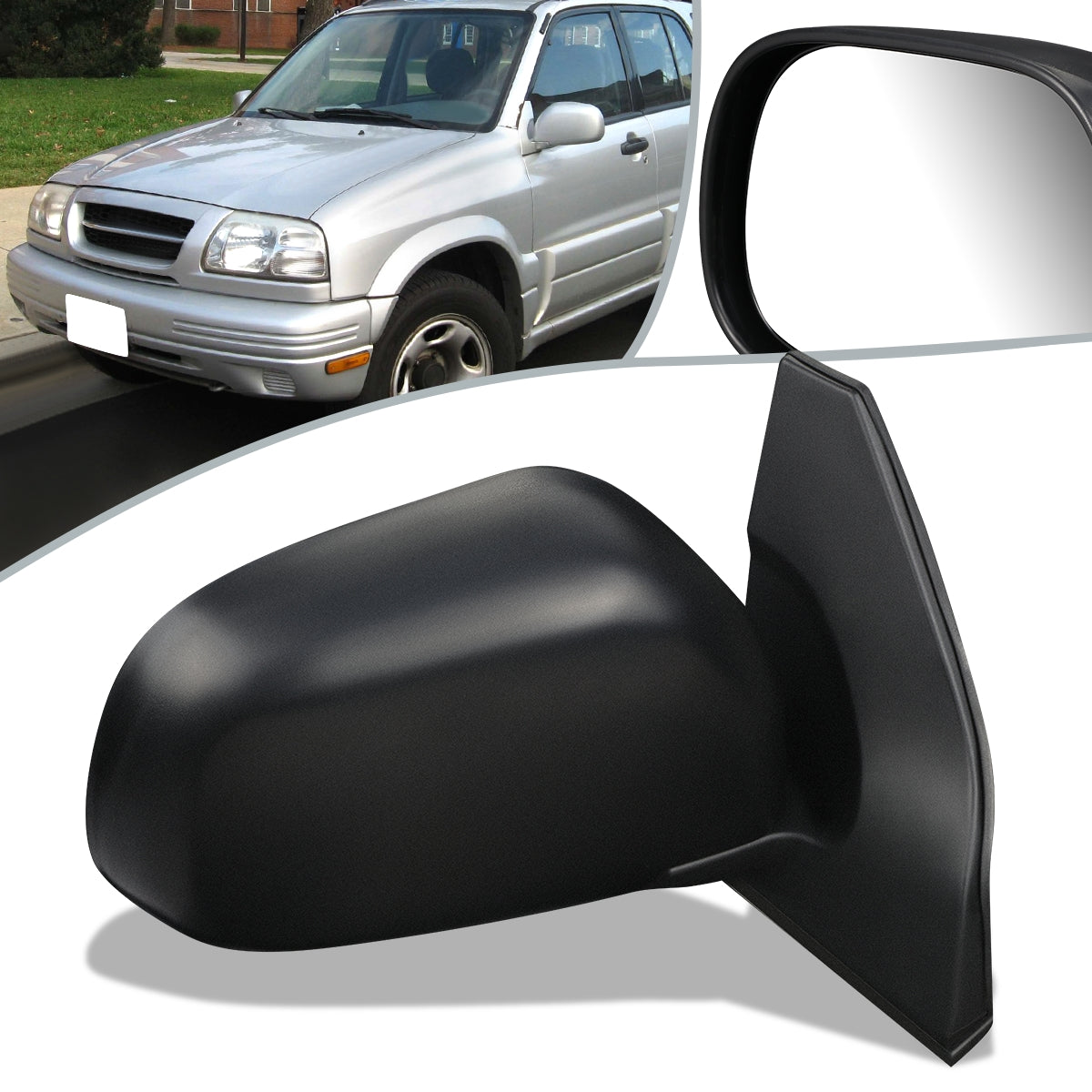 RETROVISOR MIRROR - OEM - 99-05 SUZUKI VITARA, GRAND VITARA - POWERED - HEATED - FOLDING - TEXTURED - RIGHT