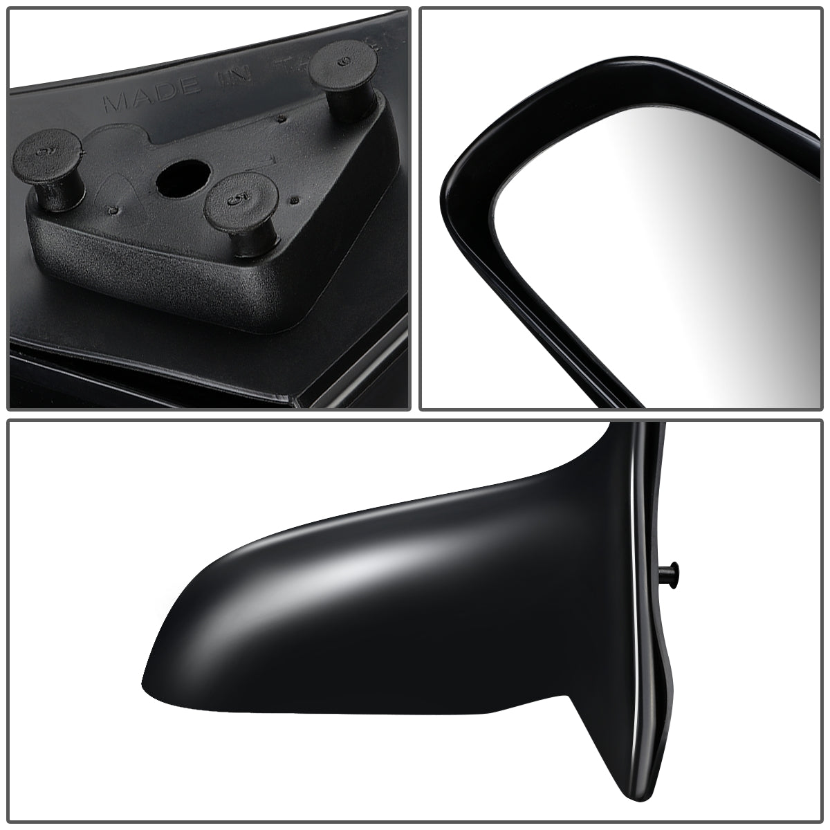 RETROVISOR MIRROR - OEM - 88-92 TOYOTA COROLLA 4-DR - MANUAL - BLACK MATERIAL - LEFT