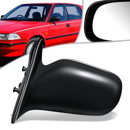RETROVISOR MIRROR - OEM - 88-92 TOYOTA COROLLA 4-DR - MANUAL - BLACK MATERIAL - LEFT
