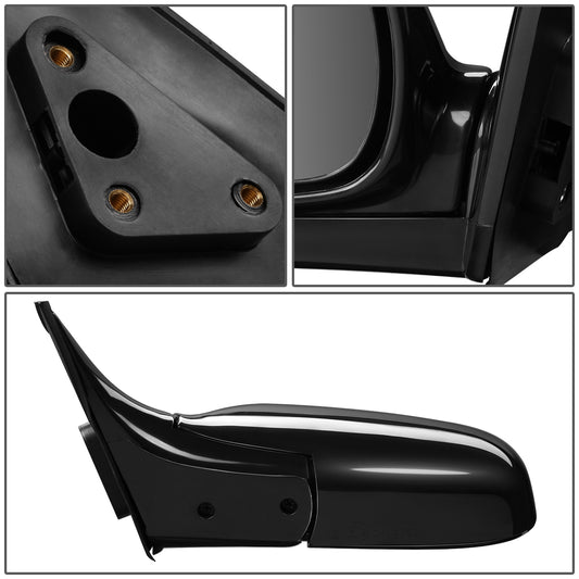 RETROVISOR MIRROR - OEM - 93-97 TOYOTA COROLLA 4-DR - MANUAL - FOLDING - BLACK MATERIAL - LEFT