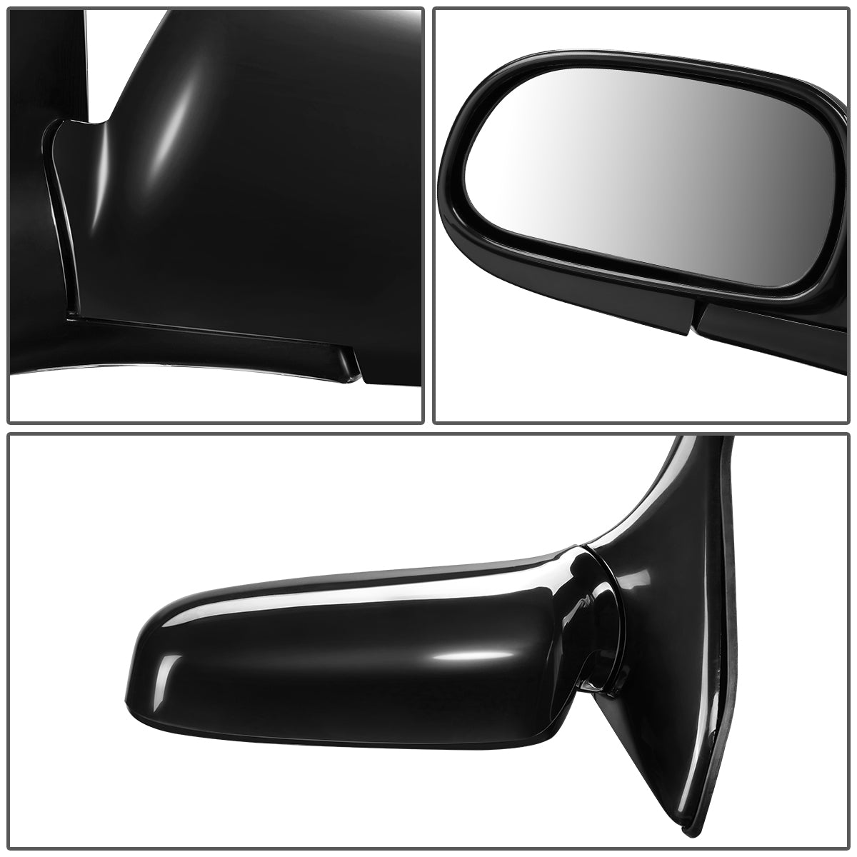 RETROVISOR MIRROR - OEM - 93-97 TOYOTA COROLLA 4-DR - MANUAL - FOLDING - BLACK MATERIAL - LEFT