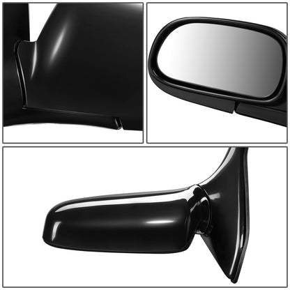 RETROVISOR MIRROR - OEM - 93-97 TOYOTA COROLLA 4-DR - MANUAL - FOLDING - BLACK MATERIAL - LEFT
