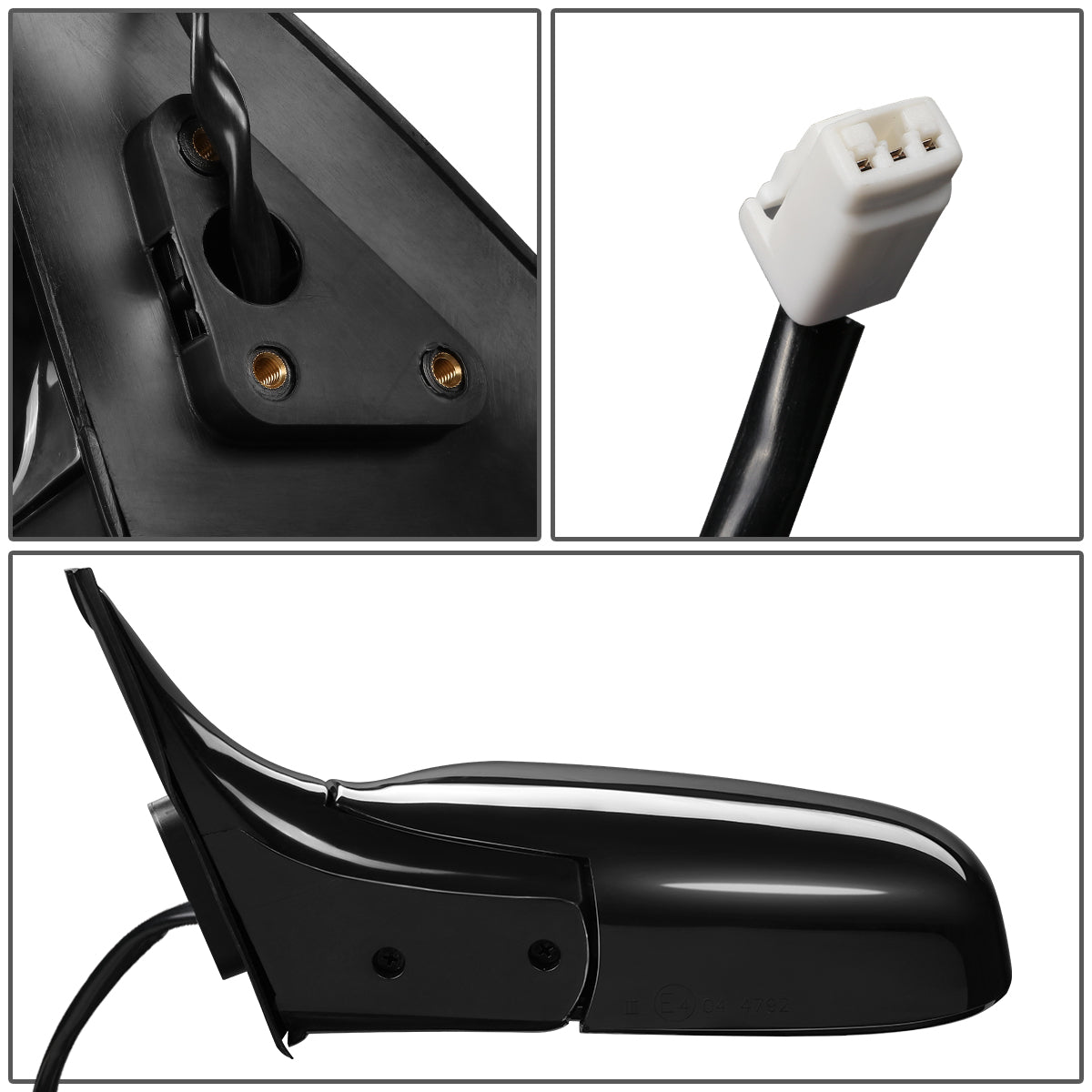 RETROVISOR MIRROR - OEM - 93-97 TOYOTA COROLLA 4-DR - POWERED - FOLDING - BLACK MATERIAL - LEFT