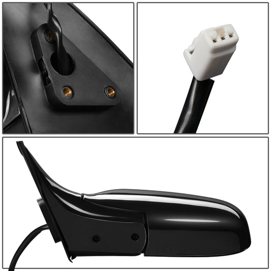 RETROVISOR MIRROR - OEM - 93-97 TOYOTA COROLLA 4-DR - POWERED - FOLDING - BLACK MATERIAL - LEFT