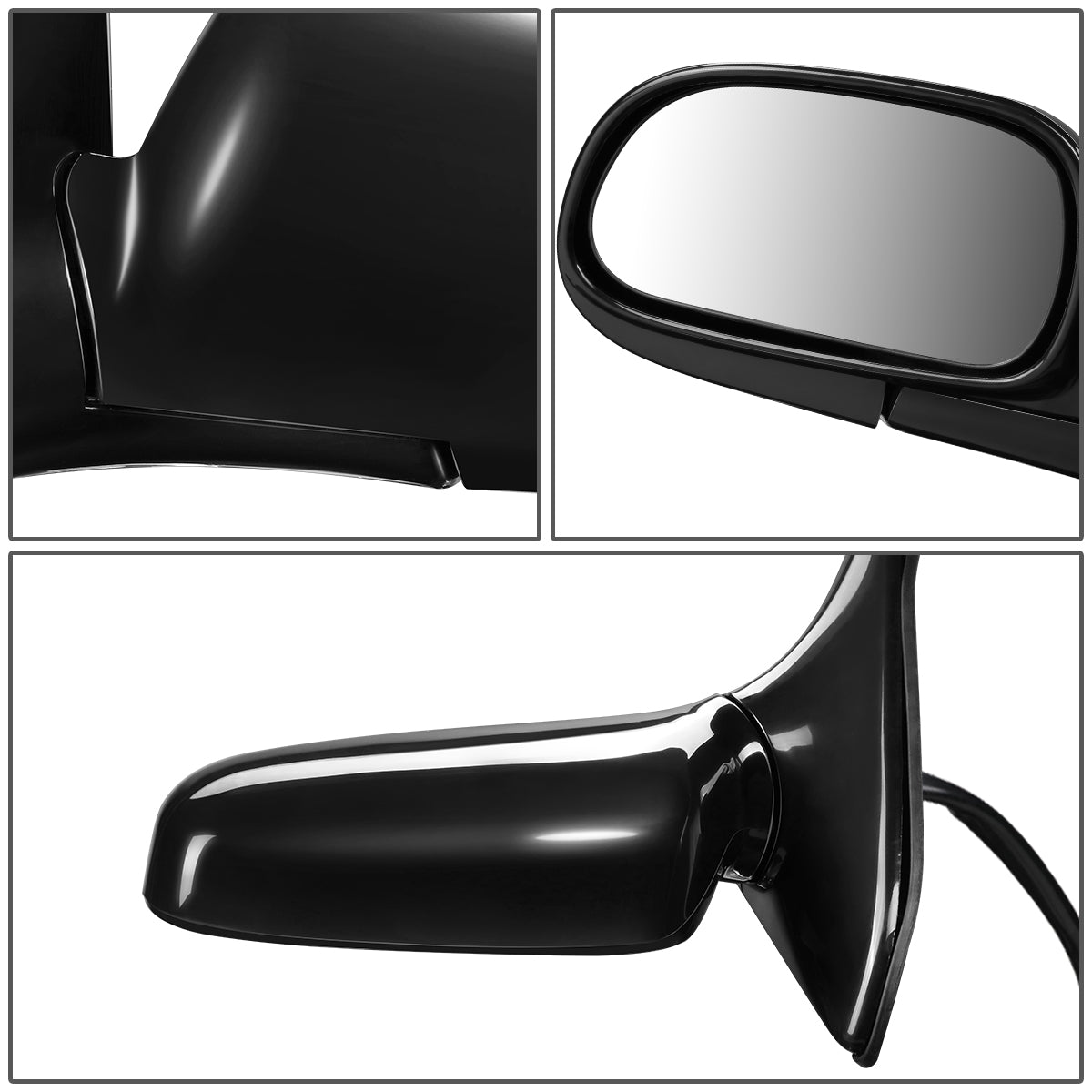 RETROVISOR MIRROR - OEM - 93-97 TOYOTA COROLLA 4-DR - POWERED - FOLDING - BLACK MATERIAL - LEFT