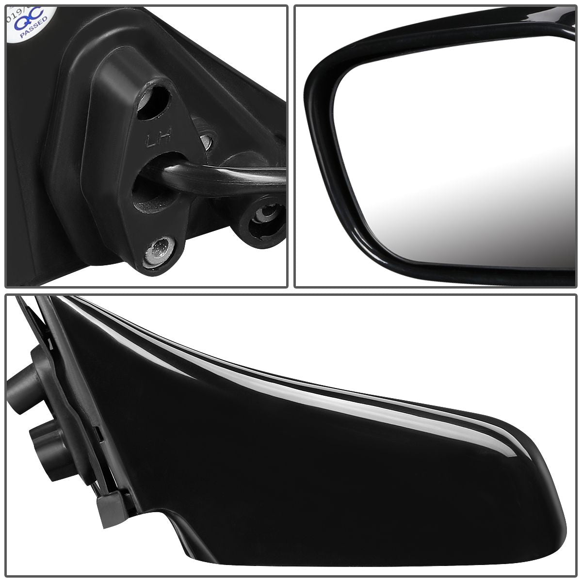 RETROVISOR MIRROR - OEM - 92-96 TOYOTA CAMRY - POWERED - PAINTABLE - BLACK - LEFT