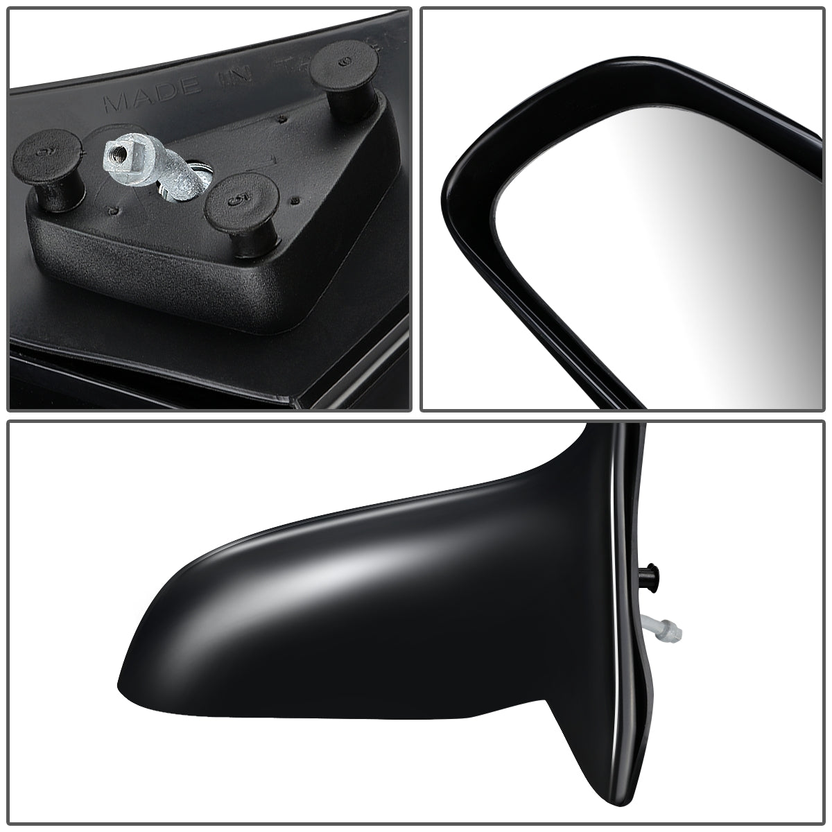 RETROVISOR MIRROR - OEM - 98-00 TOYOTA COROLLA - MANUAL - W/ LEVER - BLACK MATERIAL - LEFT