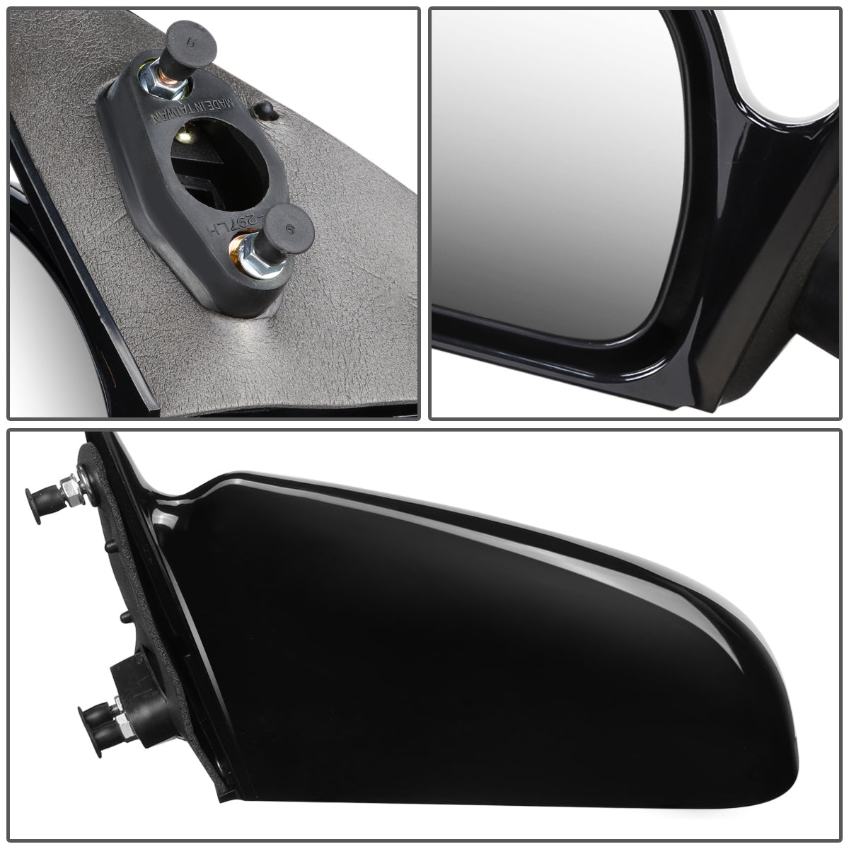 RETROVISOR MIRROR - OEM - 97-01 TOYOTA CAMRY - MANUAL - BLACK MATERIAL - LEFT