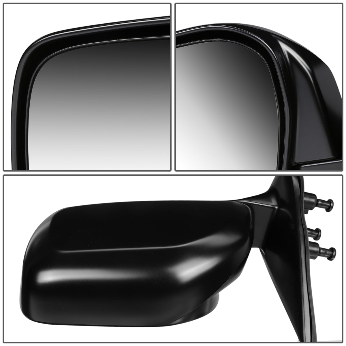 RETROVISOR MIRROR - OEM - 2000 TOYOTA TACOMA WITH OFF ROAD PACKAGE - MANUAL - PAINTABLE - BLACK - LEFT