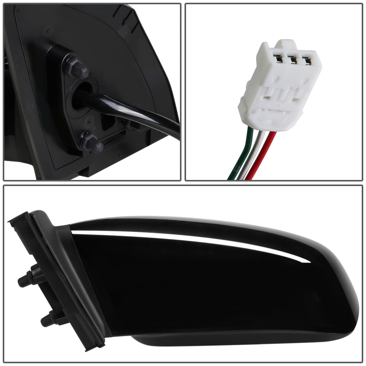 RETROVISOR MIRROR - OEM - 03-08 TOYOTA COROLLA - POWERED - PAINTABLE - BLACK - LEFT