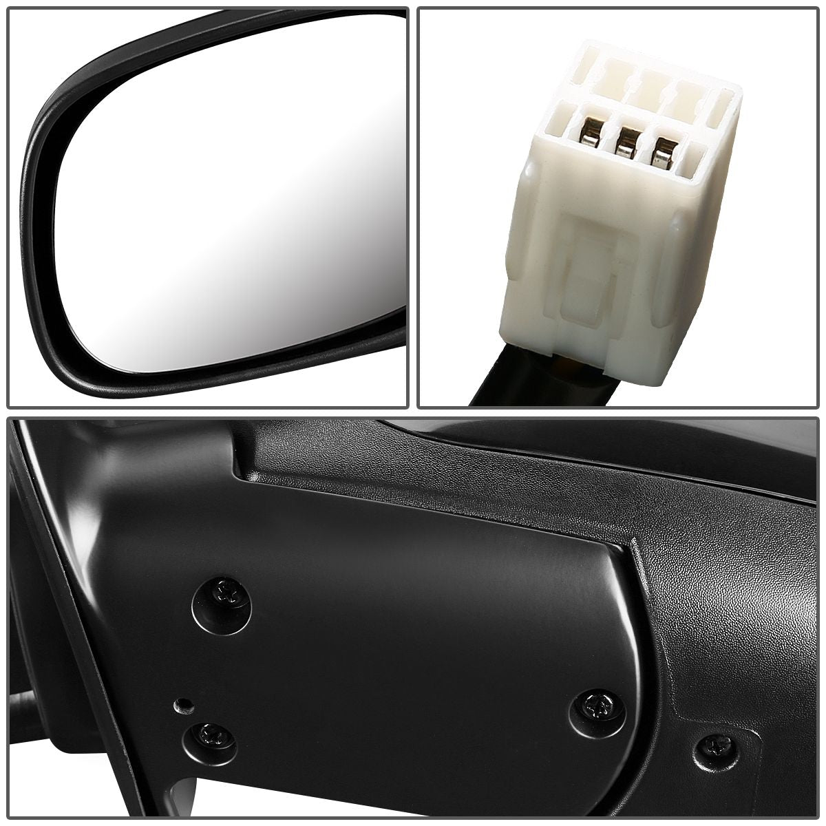 RETROVISOR MIRROR - OEM - 04-06 TOYOTA TUNDRA CREW CAB / 01-07 TOYOTA SEQUOIA - POWER MIRROR ADJUSTMENT - W/O HEATED - TEXTURED/ CAP PAINTABLE - BLACK - LEFT