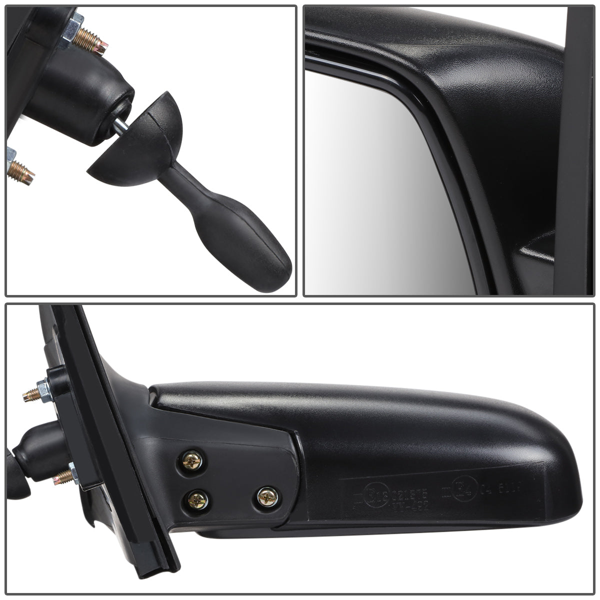 RETROVISOR MIRROR - OEM - 00-02 TOYOTA ECHO 2/4-DR - MANUAL - W/CABLE - TEXTURED - BLACK - LEFT