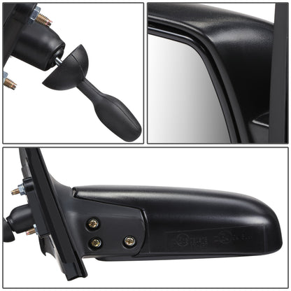 RETROVISOR MIRROR - OEM - 00-02 TOYOTA ECHO 2/4-DR - MANUAL - W/CABLE - TEXTURED - BLACK - LEFT