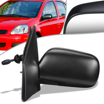 RETROVISOR MIRROR - OEM - 00-02 TOYOTA ECHO 2/4-DR - MANUAL - W/CABLE - TEXTURED - BLACK - LEFT