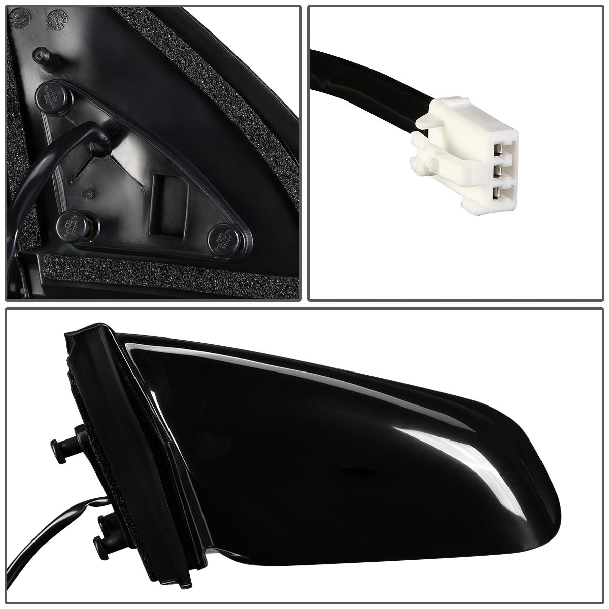 RETROVISOR MIRROR - OEM - 03-08 TOYOTA MATRIX / 03-08 PONTIAC VIBE - POWERED - PAINTABLE - BLACK - LEFT